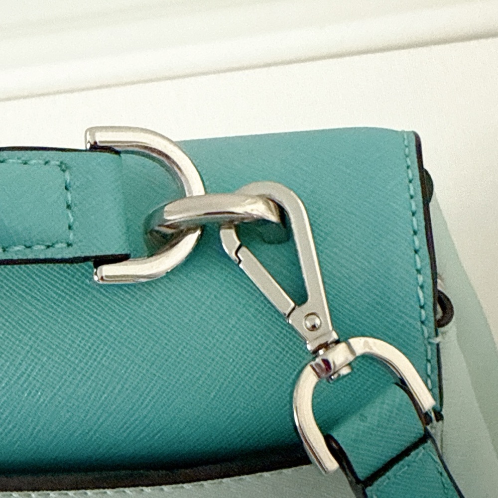 Michael Kors Two-Tone Aqua and Mint Top-Handle Satchel - Picture 3 of 6